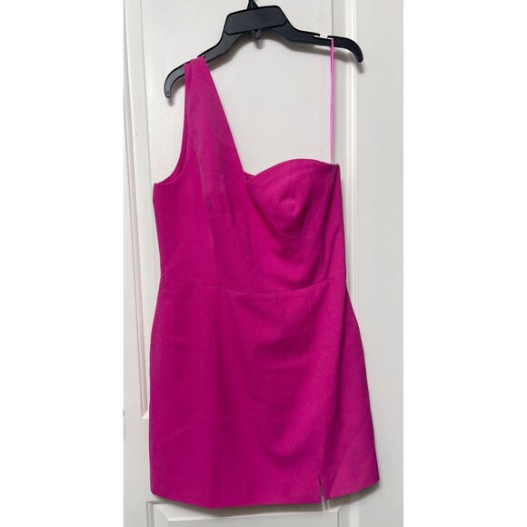 New French Connection Maddie One-Shoulder Cocktail Minidress In Pink Size L - Picture 4 of 9